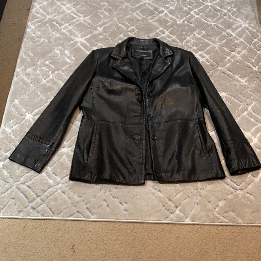 JONES NEW YORK BLACK LEATHER JACKET size L